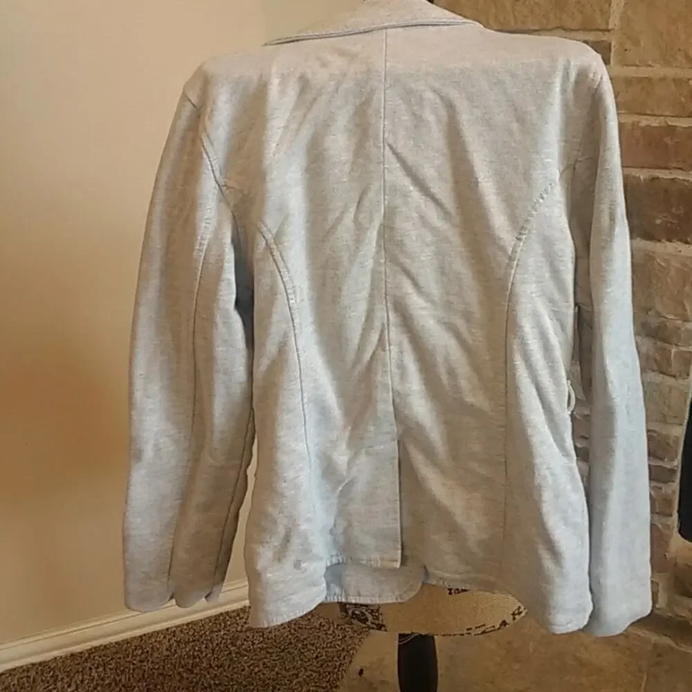 Eddie & Stine by Eddie Bauer Gray Stretch Blazer With Flower sz M